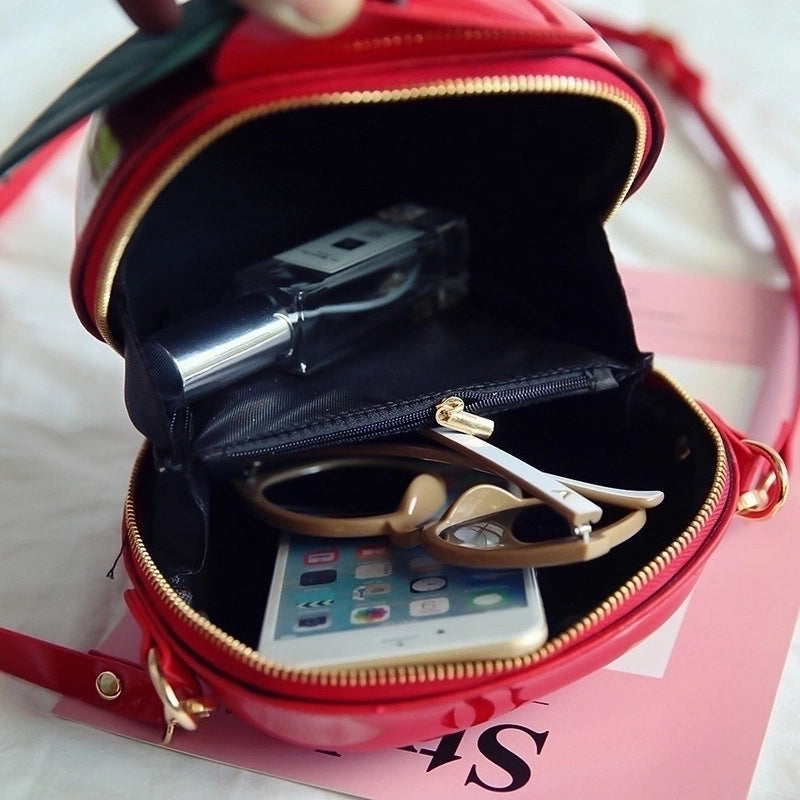 Women's Pu Leather Fruit Streetwear Round Zipper Circle Bag
