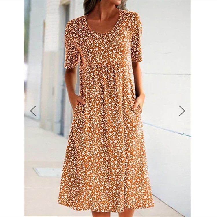 🔥COMPRA 2 ENVÍO GRATIS -2022 Vestido Midi Floral con Cuello de Cangrejo