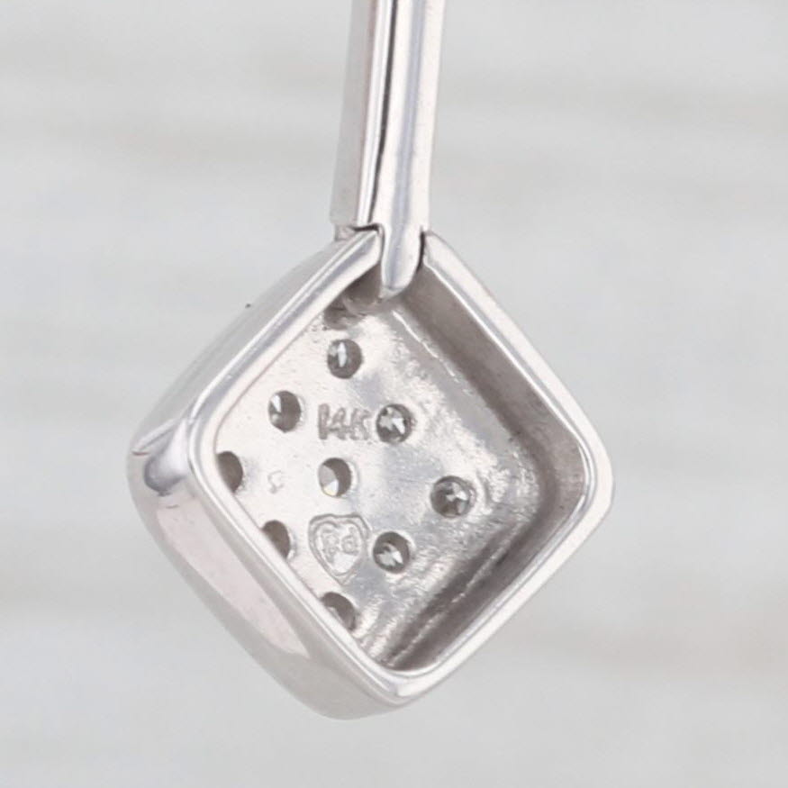 0.10ctw Pave Diamond Drop Earrings 14k White Gold