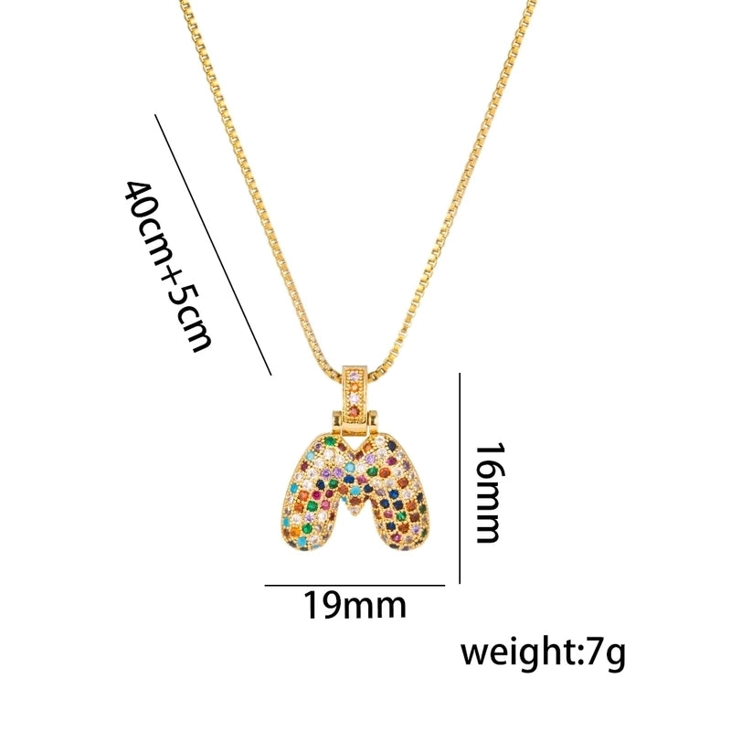 Titanium Steel 18K Gold Plated Minimalist Inlay Letter Zircon Pendant Necklace