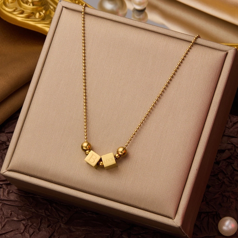 Elegant Minimalist Geometric Flower Bow Knot Titanium Steel Plating Pendant Necklace