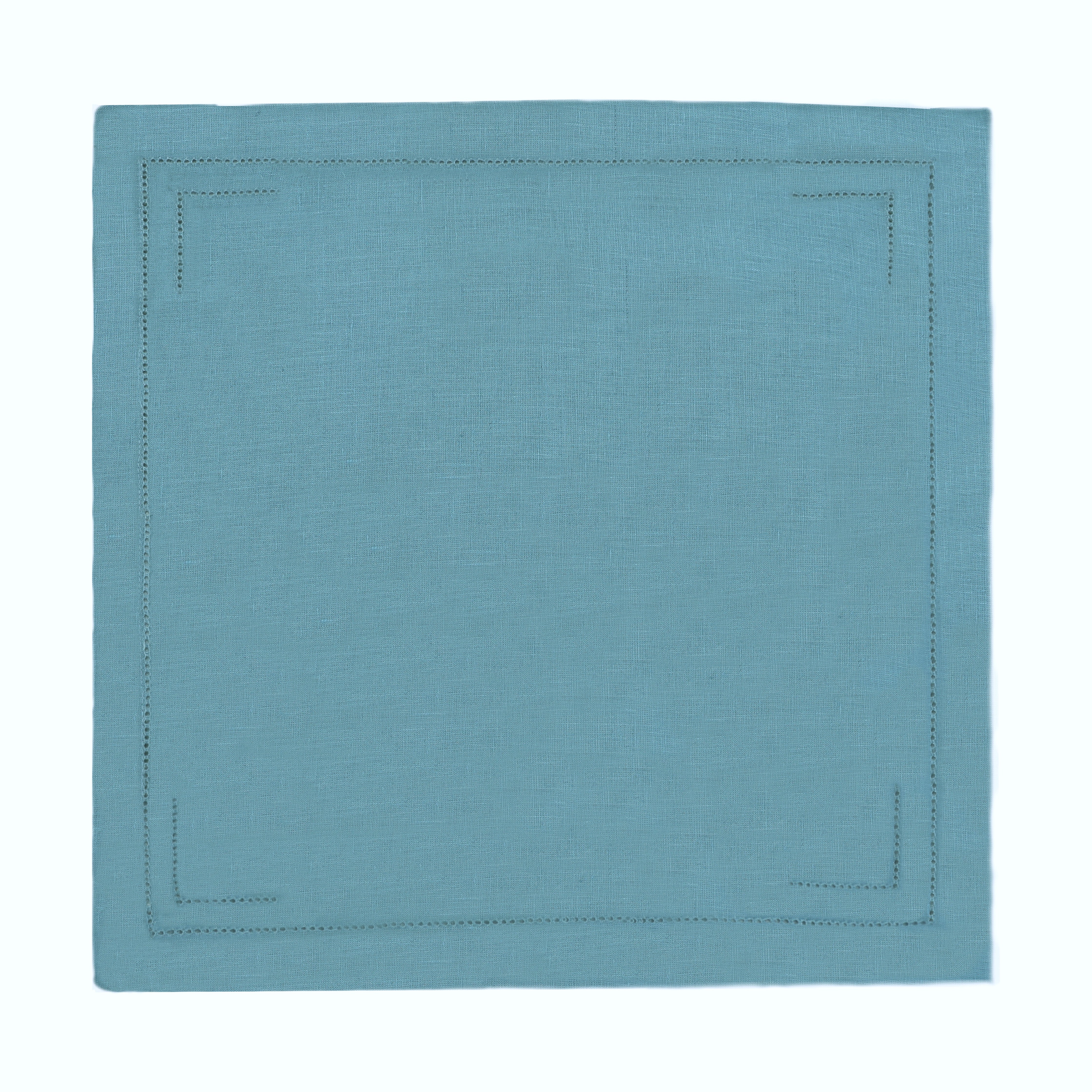 Dusty Blue 100% Linen Incomplete Hemstitch Napkins