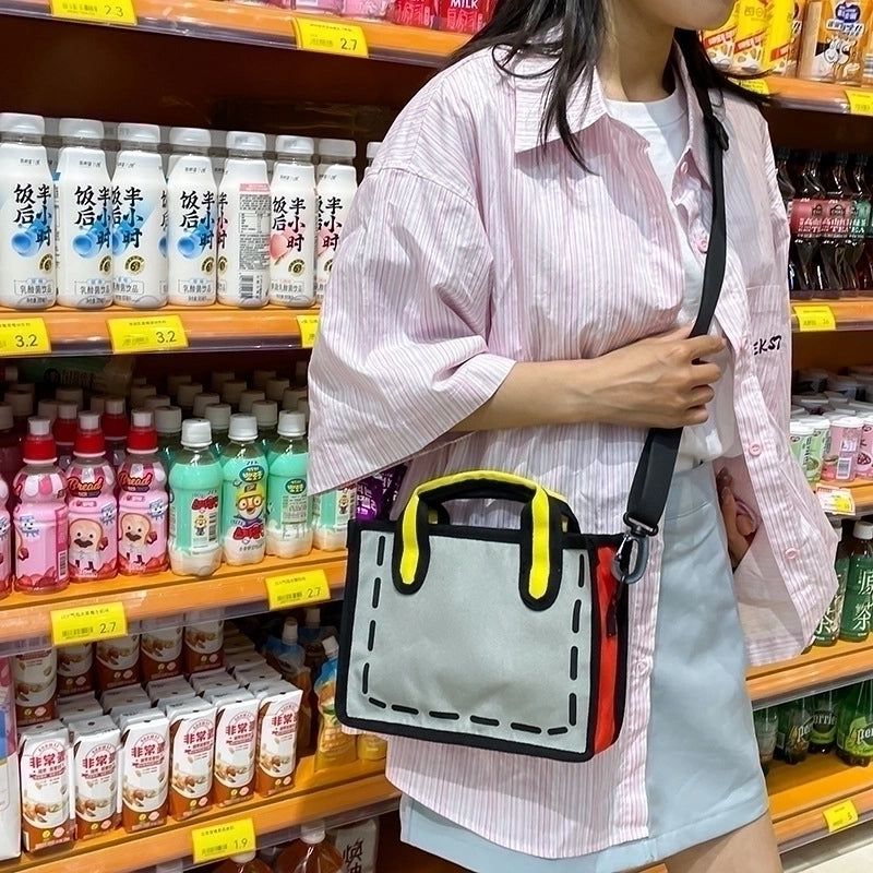 Women's Small All Seasons Nylon Color Block Streetwear Square Zipper Shoulder Bag