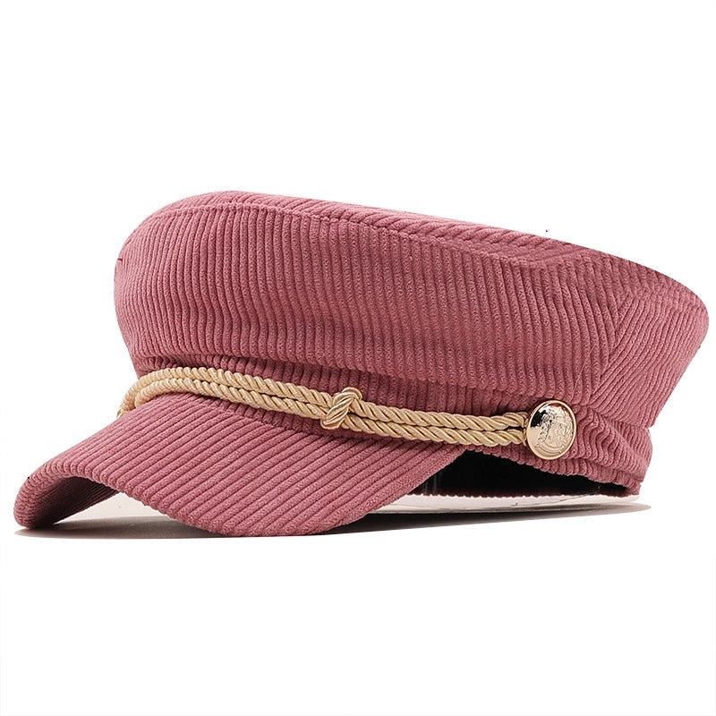 Autumn Solid Color Corduroy Octagonal Hat