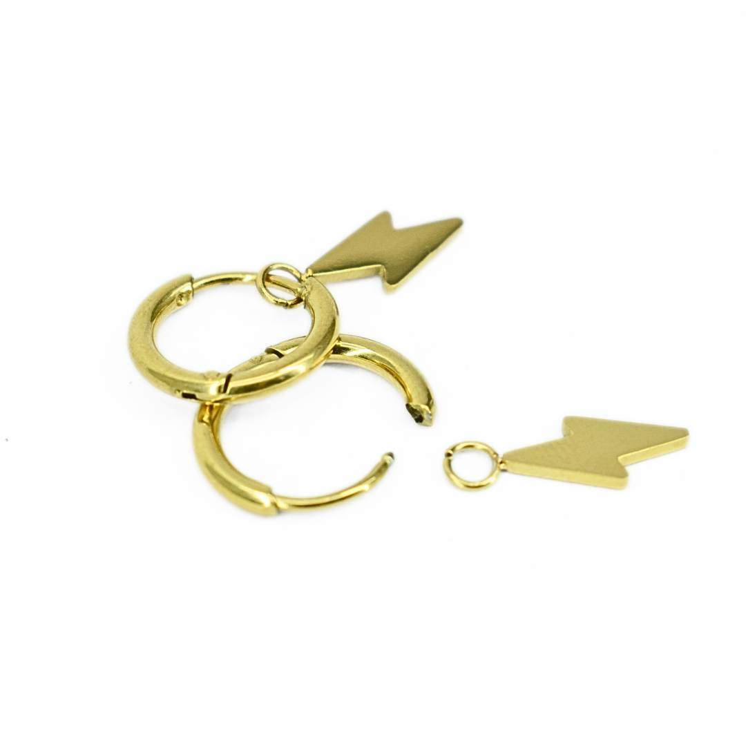 Baby lightning charm hoops - Gold