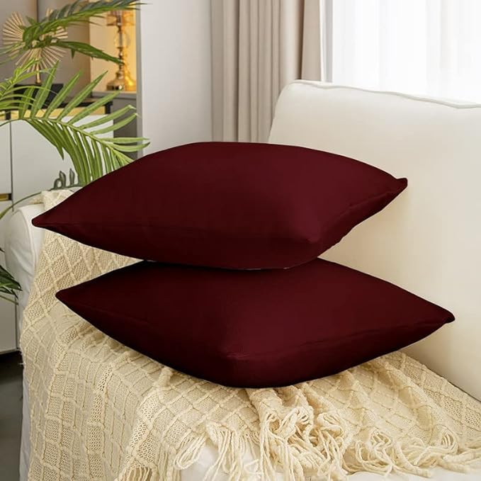 Burgundy-Cushion Covers Pack of Two