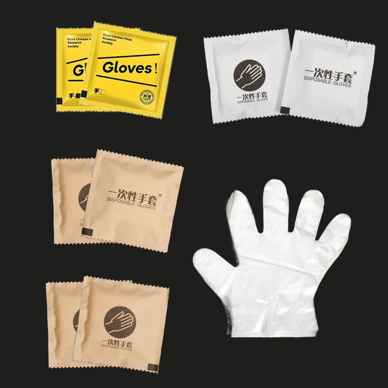 Household kitchen Food Compostable Transparent Customized Individually Packed PE Plastic Disposable Gloves