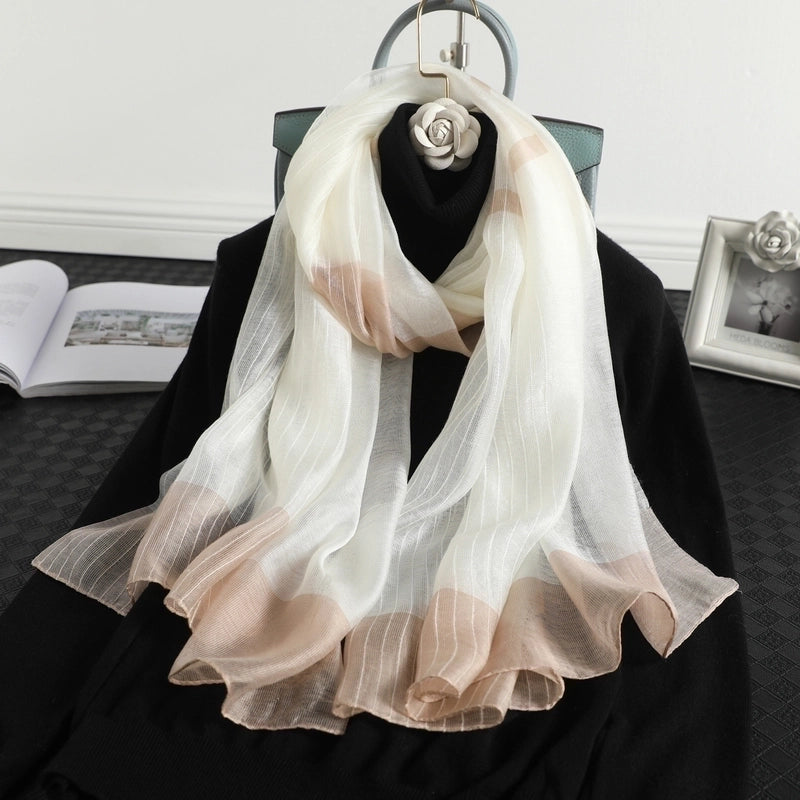 Women's Elegant Minimalist Stripe Silk Silk Scarf