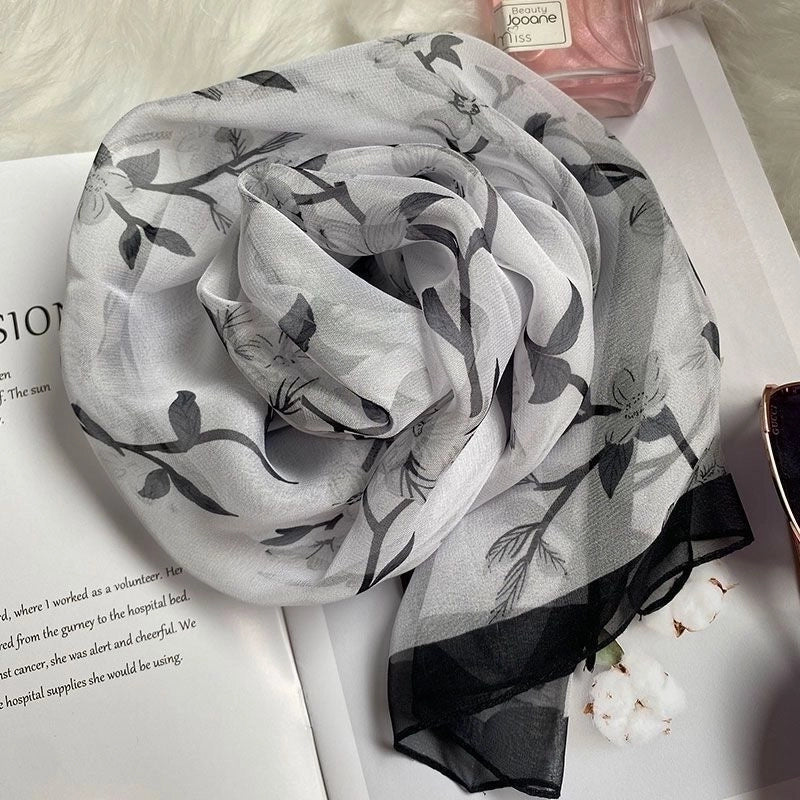Women's Elegant Minimalist Flower Georgette Silk Scarf