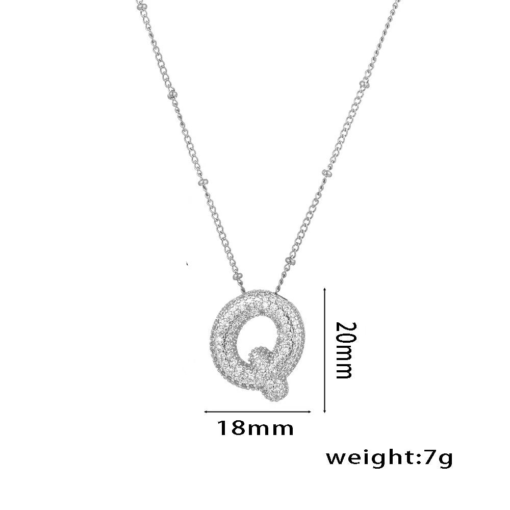 New Micro-Inlaid Zircon 26 Letter Pendant Necklace Copper Plated 18K Gold Fashionable And Classic