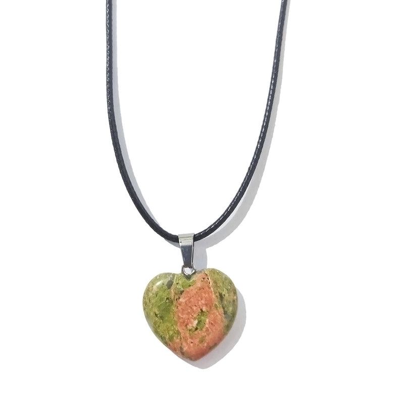 Minimalist Heart Shape Natural Stone Polishing Pendant Necklace 1 Piece