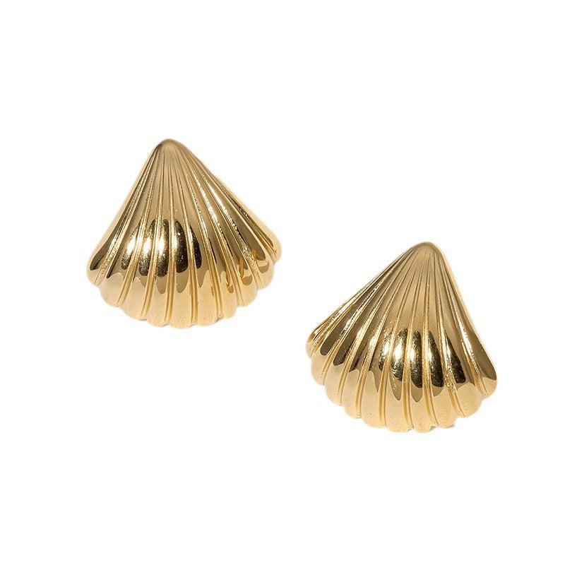 Shell Stainless Steel Electroplating Stud Earrings