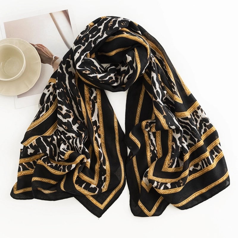 Women's Elegant Leopard Satin Silk Scarf