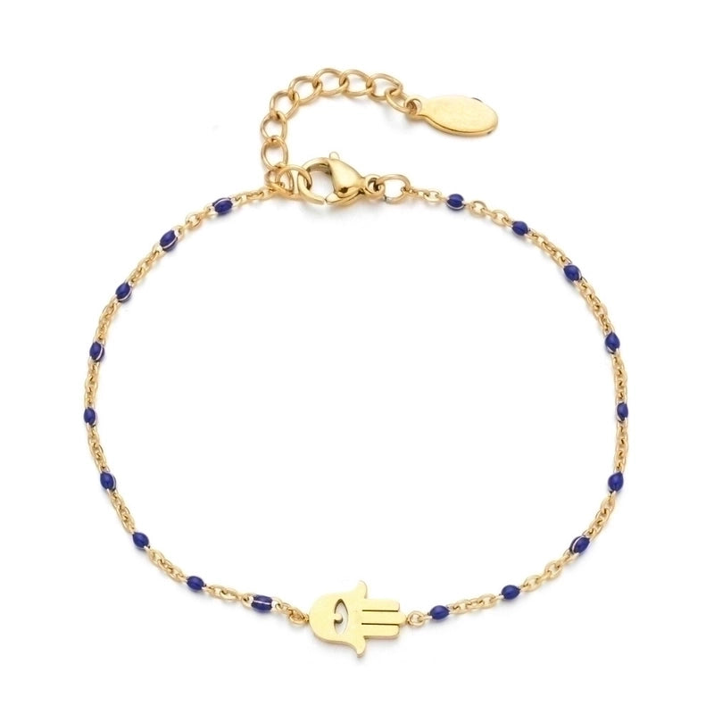 Bohemian Minimalist Palm Eye Stainless Steel Enamel Plating Hollow Out Bracelets