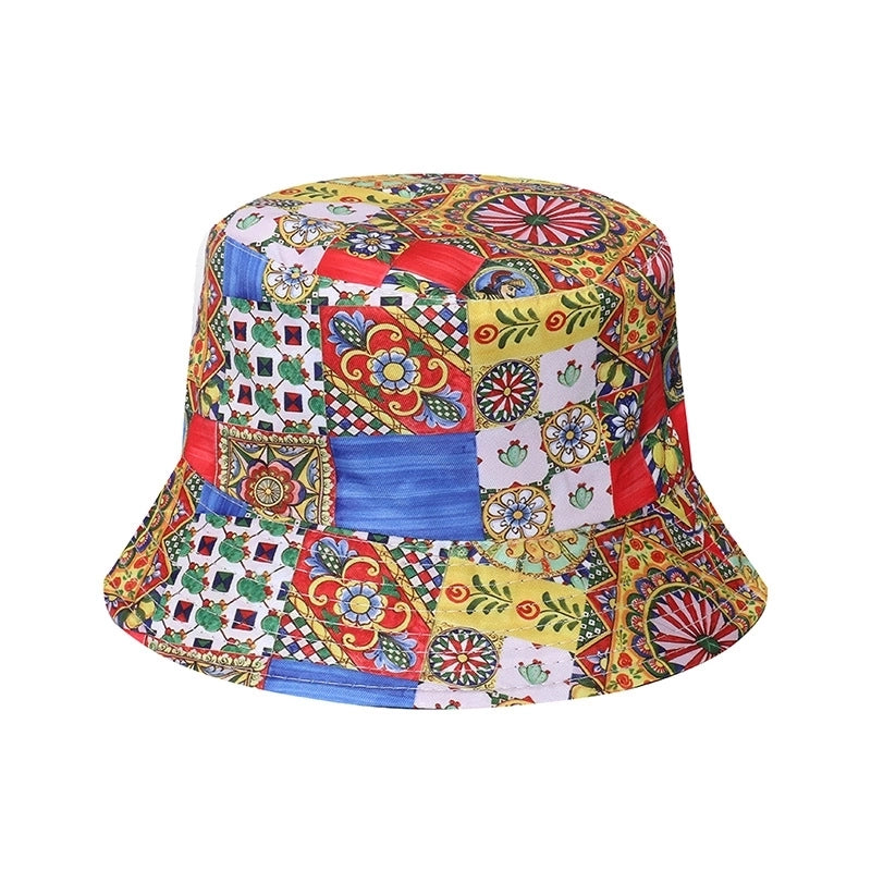 Unisex Exaggerated Punk Streetwear Sun Printing Flat Eaves Bucket Hat