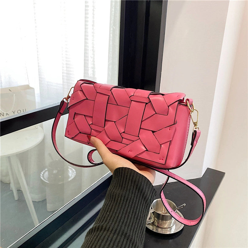 3 Pieces Women'S Pu Leather Solid Color Streetwear Sewing Thread Square Zipper Crossbody Bag
