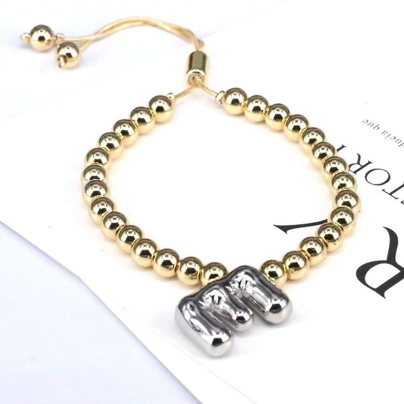 Copper Gold Plated Vintage Style Minimalist Plating Letter Bracelets