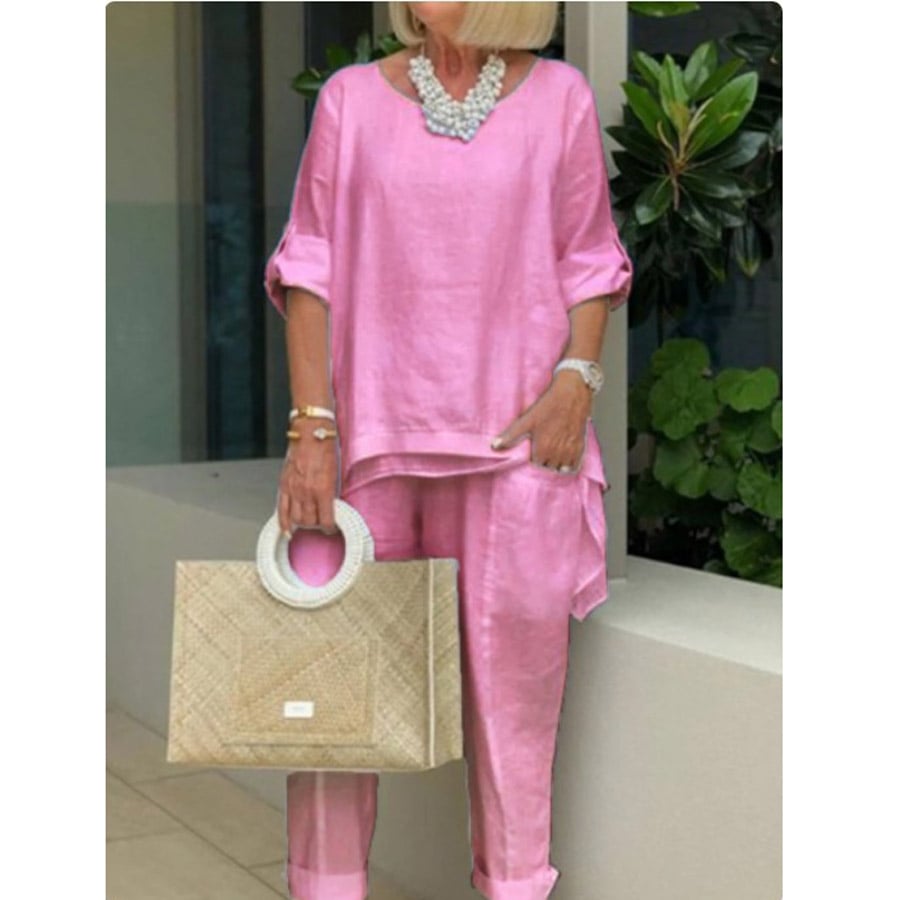 Women's Casual Solid Linen Suit