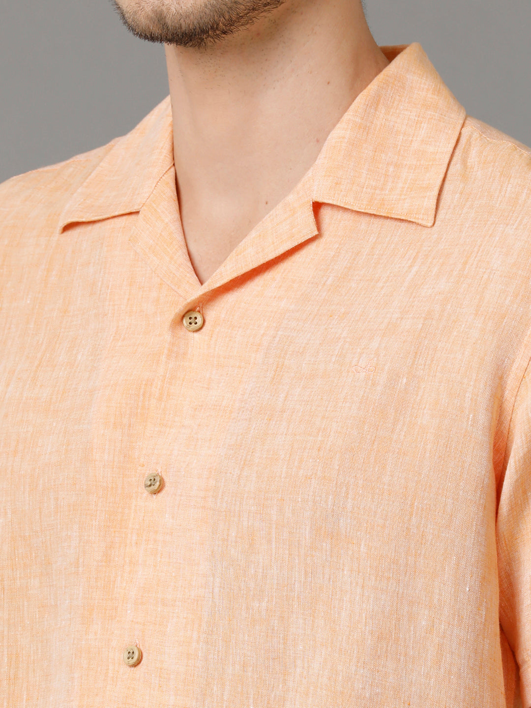 Mens Regular Fit Solid Orange Casual Linen Shirt (LACH)