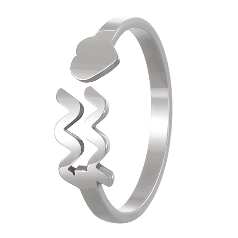 Minimalist Twelve Constellation Stainless Steel Open Rings