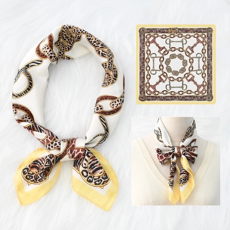 Women's Elegant Printing Satin Printing Silk Scarf