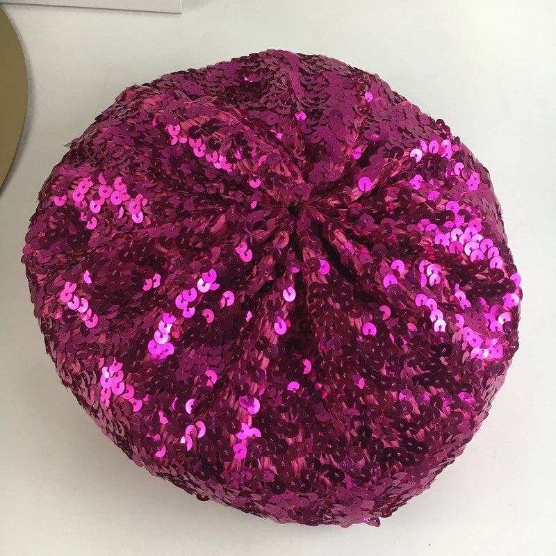 Nightclub Fashion Sequin Hat Style Ladies Watch Performance Dress Up Beret Hat Spring And Summer Thin Beret Fashion