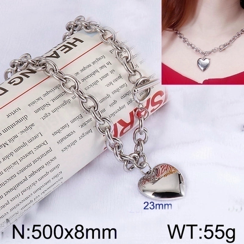 Minimalist Heart Shape Stainless Steel 18K Gold Plated Chain Bracelets Necklace