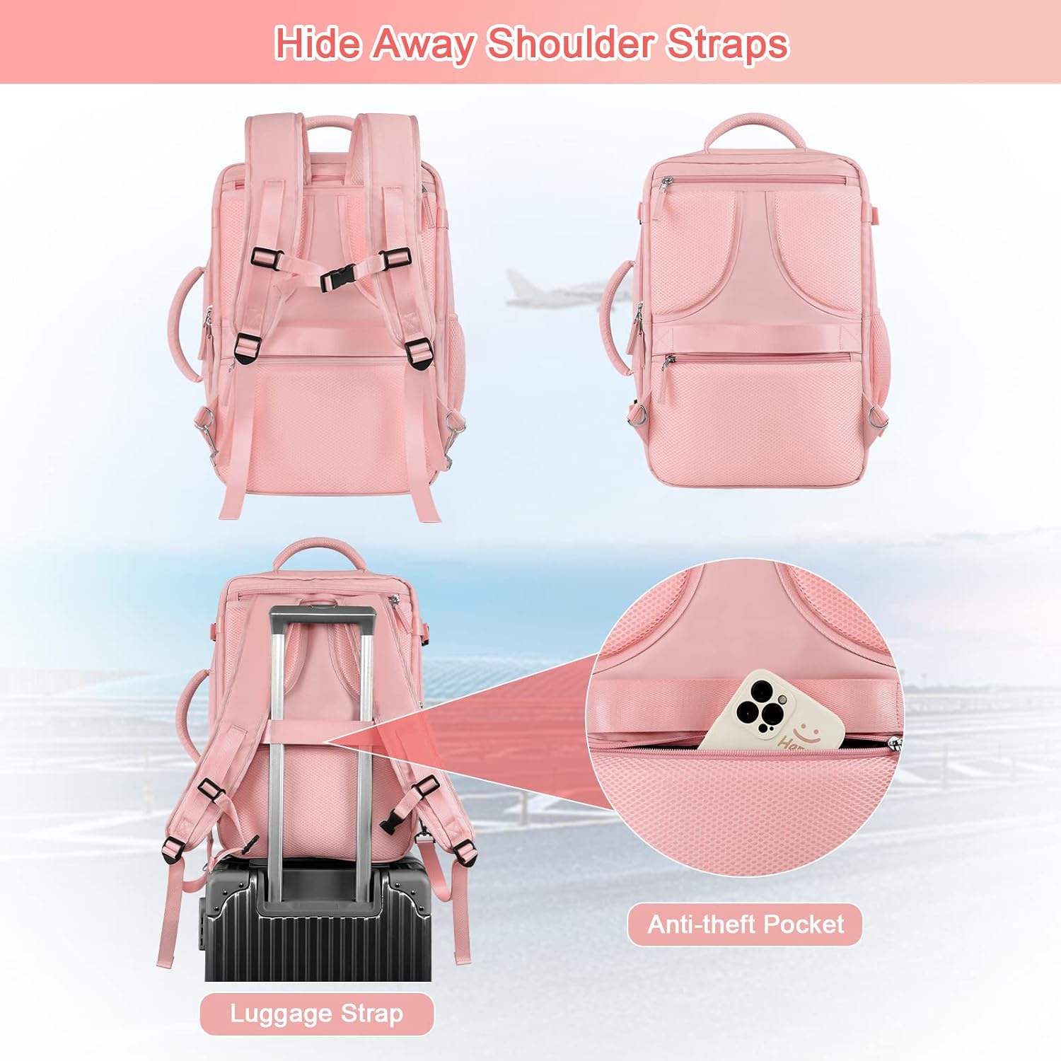 Large Travel Backpack for Women Men, Expandable 40L Carry On Backpack, 17 Inch Laptop Backpack College Bookbag, Waterproof Travel bag as Person Item Flight Approved