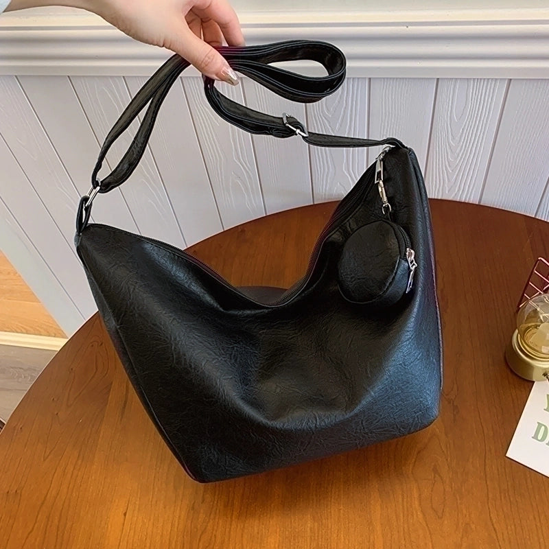 Women's Medium Pu Leather Solid Color Streetwear Zipper Crossbody Bag