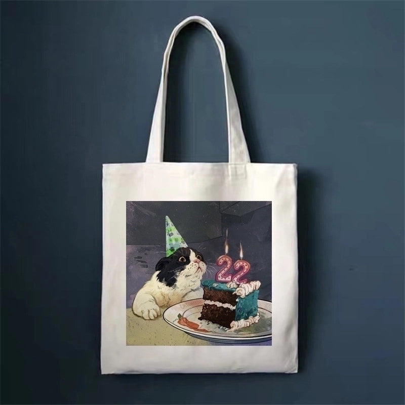 Women's Minimalist Cat Shopping Bags