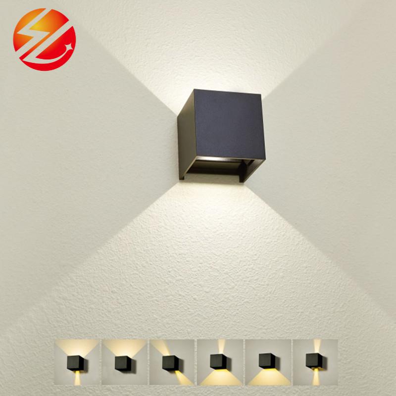 Up and Down Waterproof IP65 Cube 12W LED Wall Lamp Aluminum Adjustable Decoration Wall Mounted Garden Porch Light