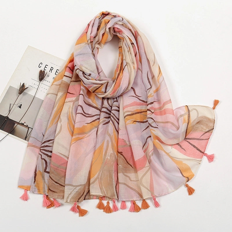 Women'S Bohemian Geometric Cotton And Linen Scarf