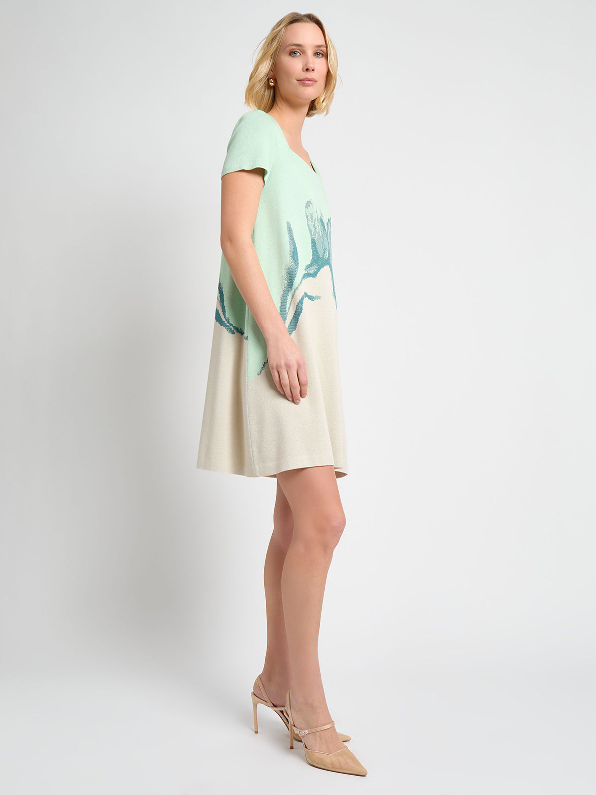 A-Line Floral Jacquard Soft Knit Dress - True Fit