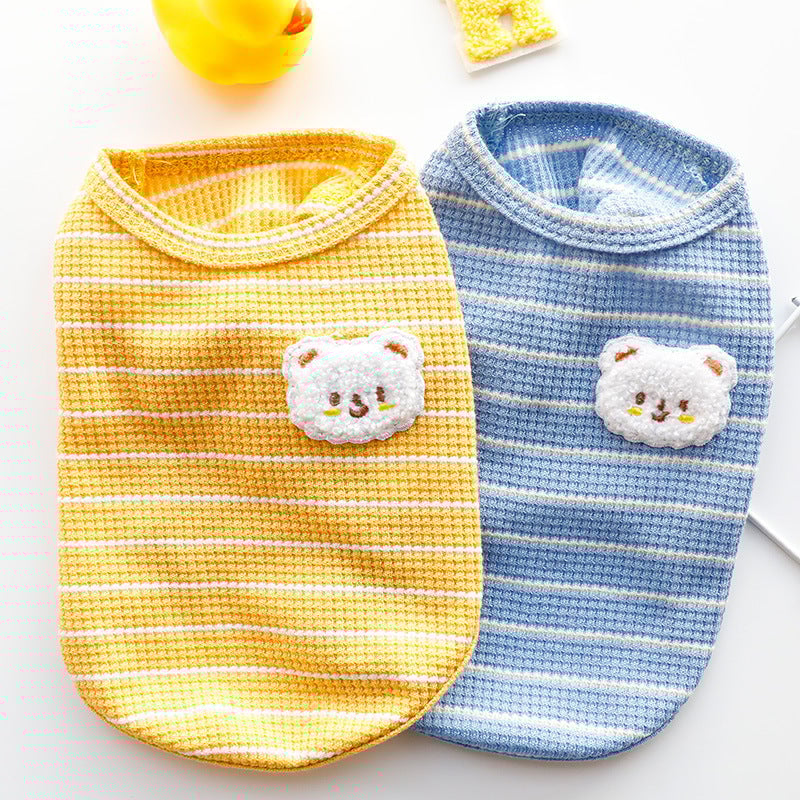 Bear Decor Striped Dog Cat Vest