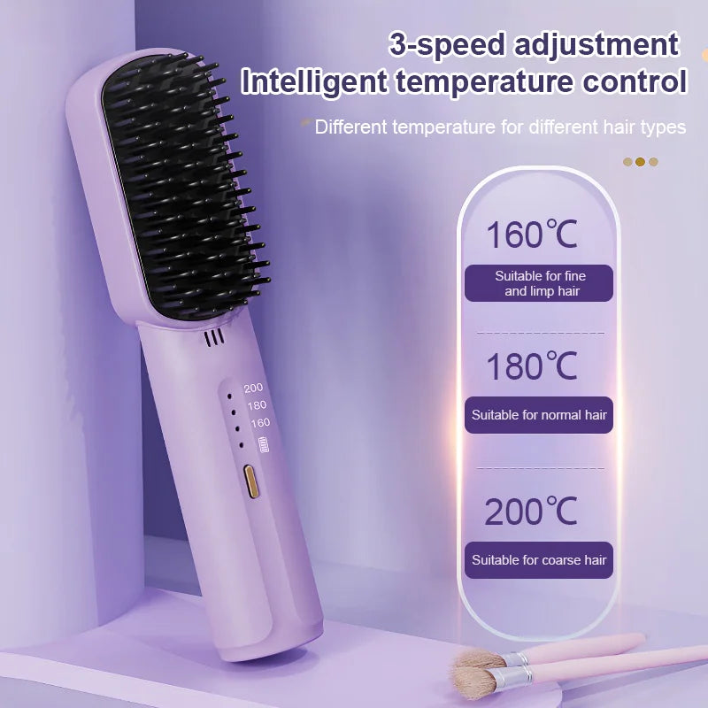 🔥Hot Sale💟Negative ions do not hurt hair-Portable cordless mini hair straightening comb