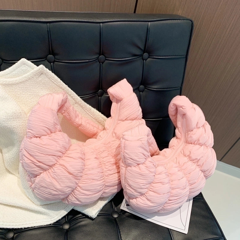 Women's Medium Nylon Solid Color Streetwear Zipper Cloud Shape Bag