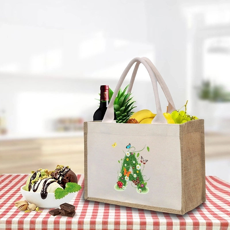Women's Medium Canvas Letter Basic Classic Style Open Shopping Bags