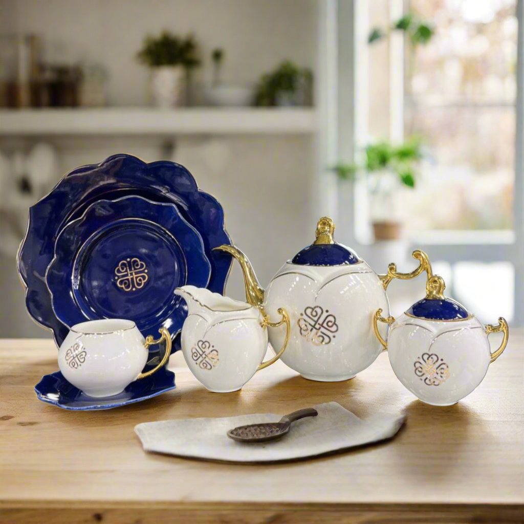 MODERN CERAMIC FLORAL TEASET (WHITE & BLUE 2.0)