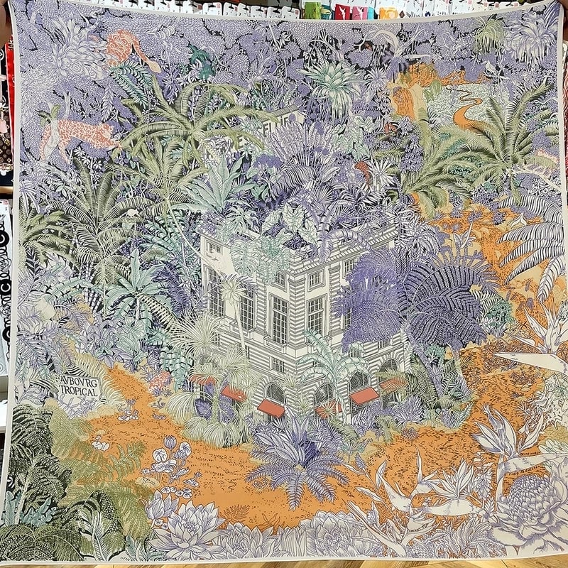 Women's Elegant Business Basic House Plant Imitation Silk Wool Scarf