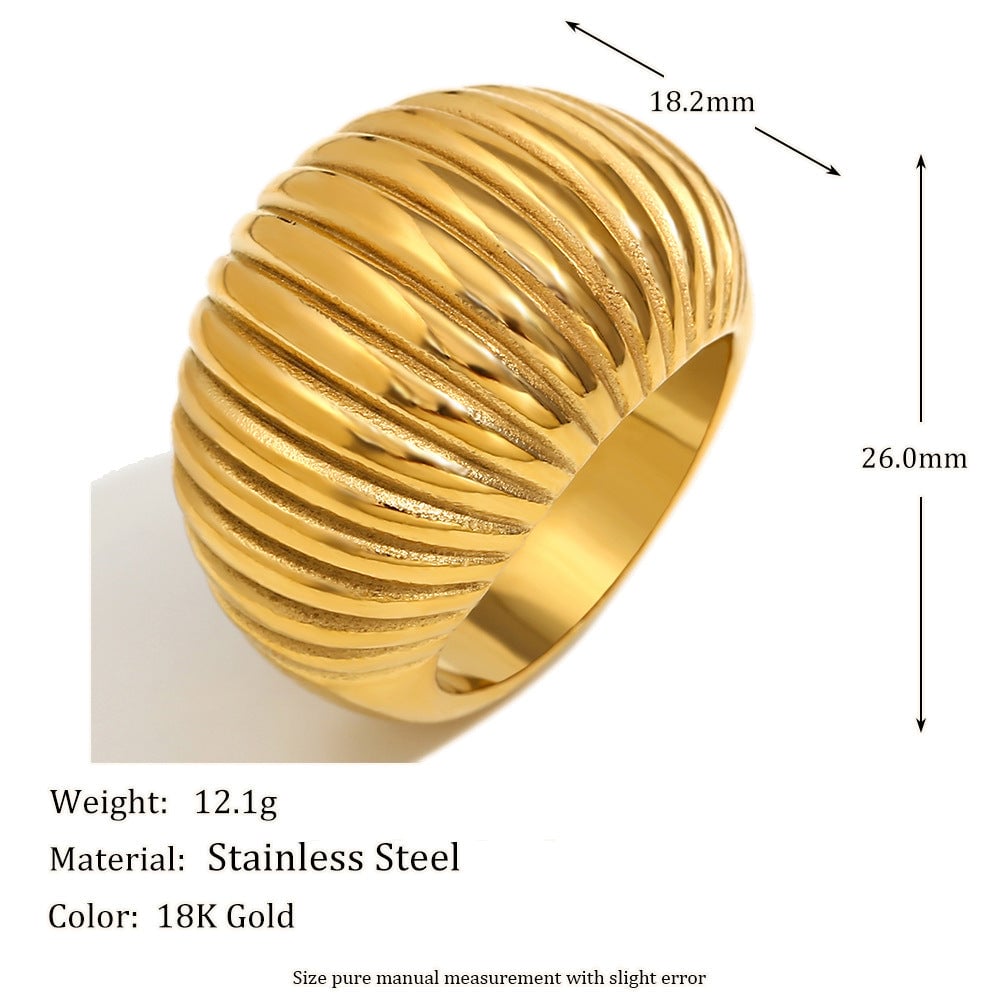 Fashionable Niche Design Personality Jewelry 316L Stainless Steel Plated 18K Gold High-Grade Fat Bread Ring