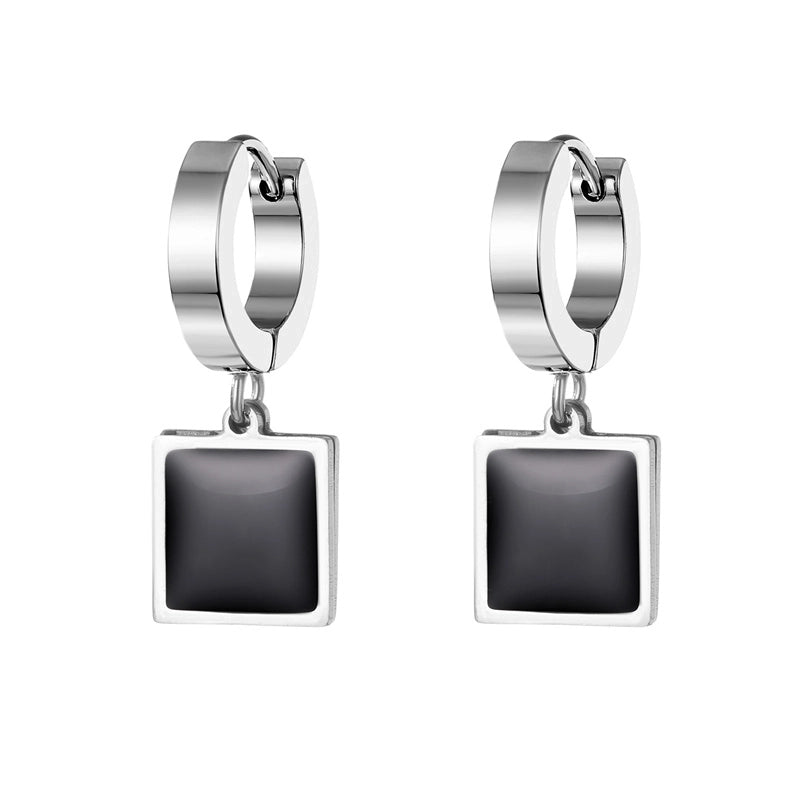 3 Pieces Minimalist Round Square Heart Shape Enamel Plating 201 Stainless Steel Alloy Dangling Earrings