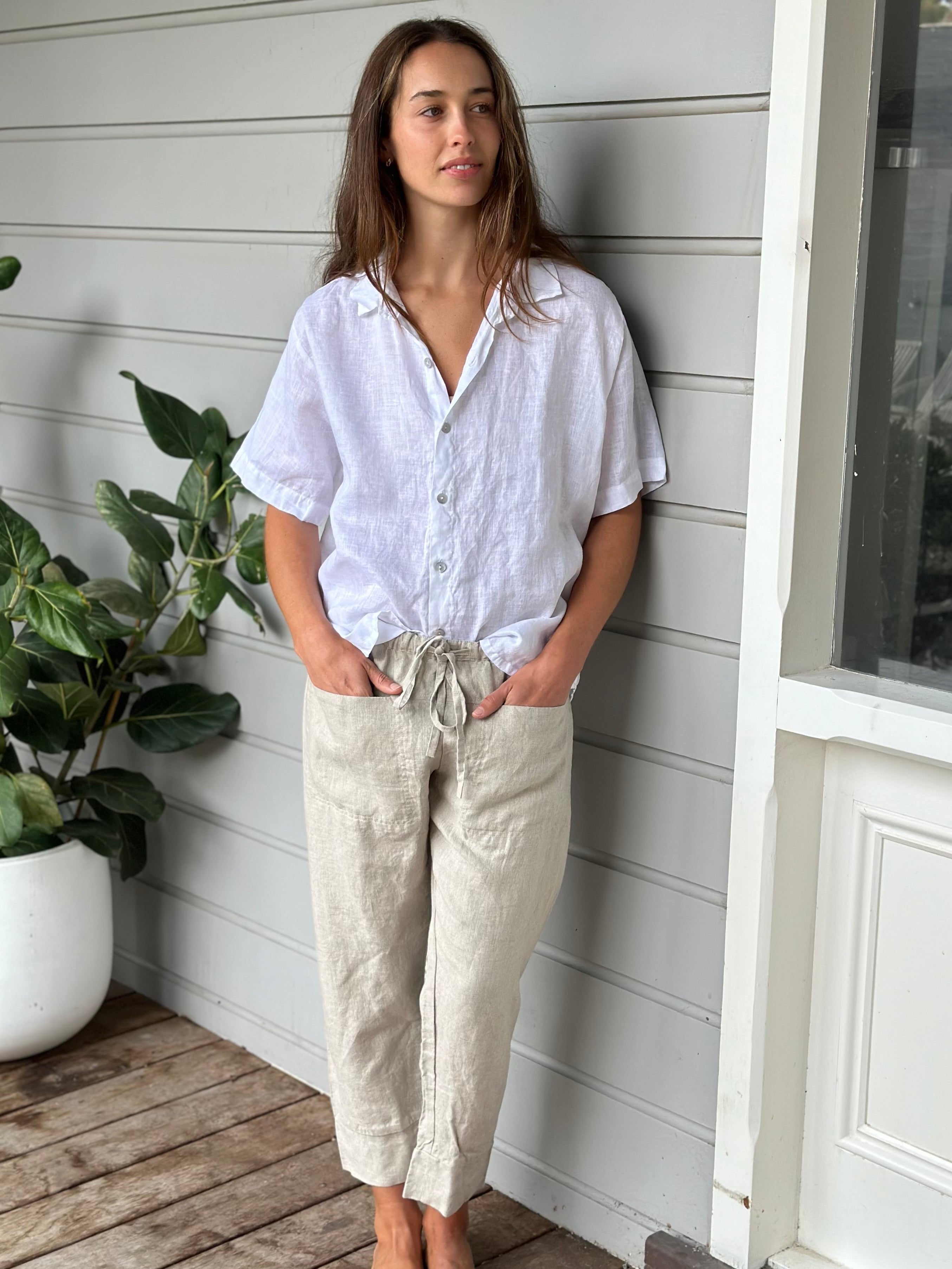 darcy pants - natural linen