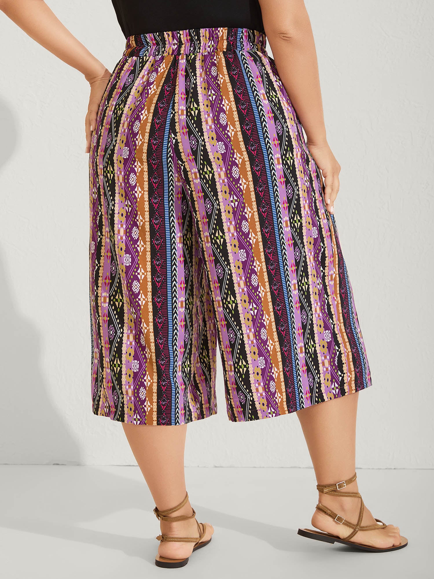 Boho Colorful Stripes Wide-Leg Pants