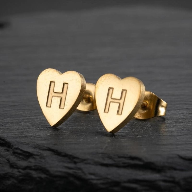 1 Pair Fashion Letter Heart Shape Plating 304 Stainless Steel 18K Gold Plated Ear Studs