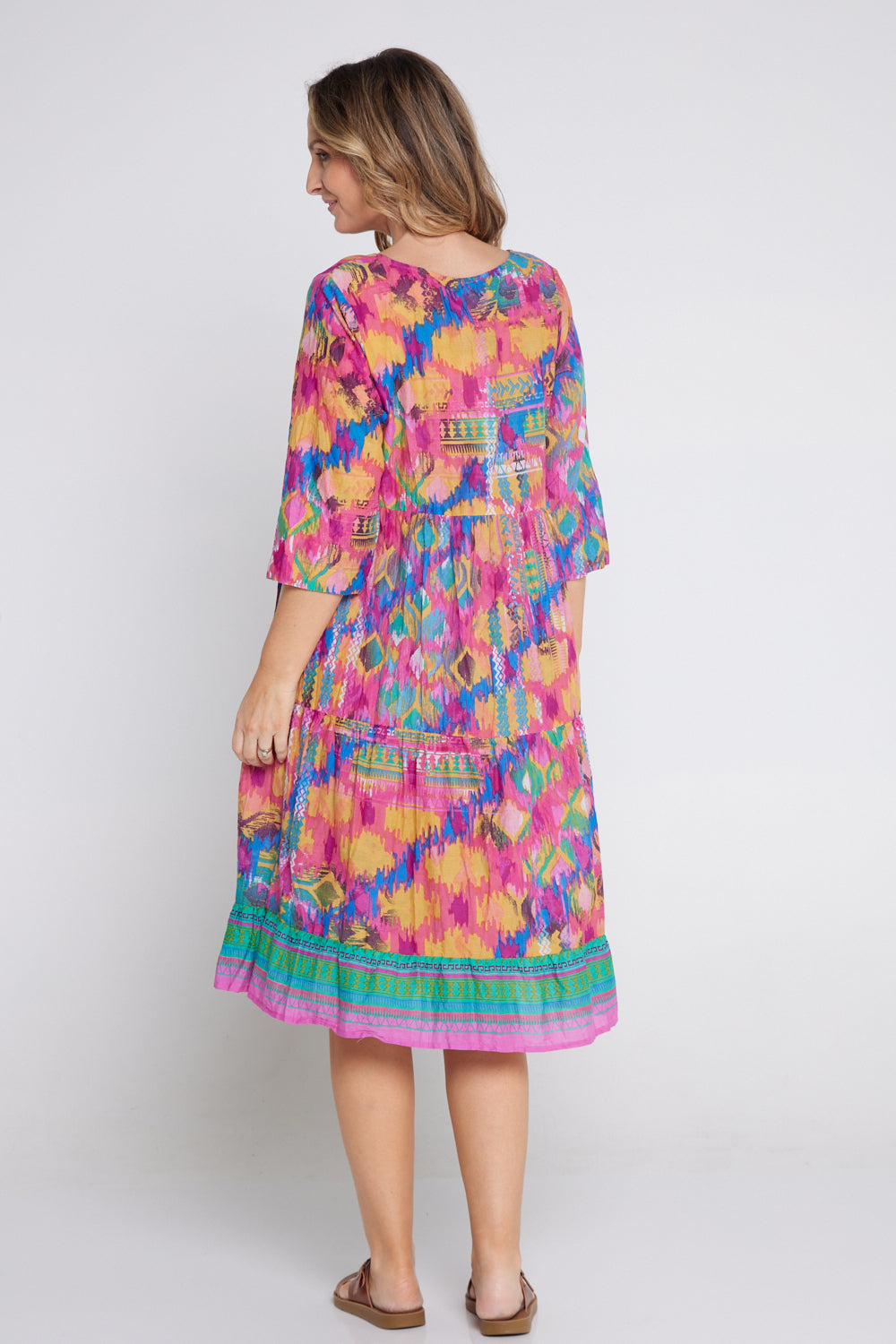 Rebecca Tie Neck Dress - Ikat