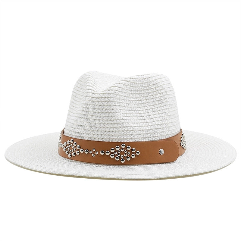 Women's Minimalist Color Block Flat Eaves Straw Hat