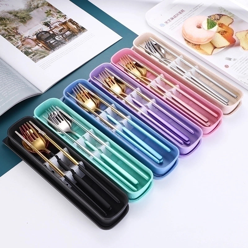 Fashion Solid Color Stainless Steel Tableware 1 Set