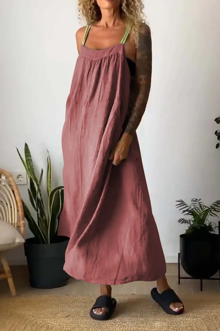 Women's Simple Cotton Linen Sling Dress🔥Free Shipping