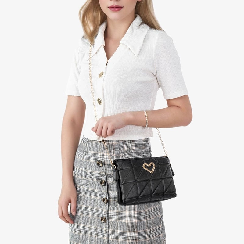 Women's Medium Pu Leather Solid Color Streetwear Square Zipper Shoulder Bag