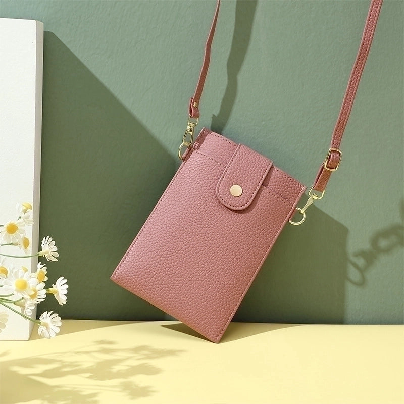 Women's Pu Leather Solid Color Classic Style Square Flip Cover Phone Wallets